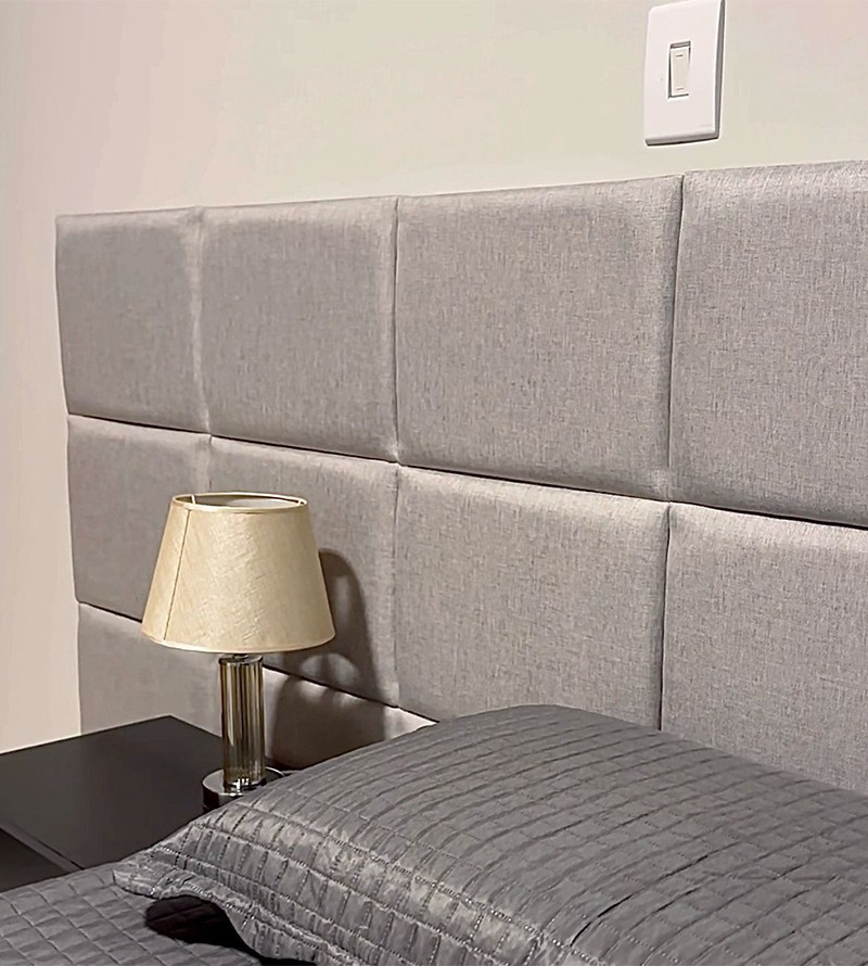 Cabeceira Acolchoada em Linho: Minimalismo Confortável - detalhe