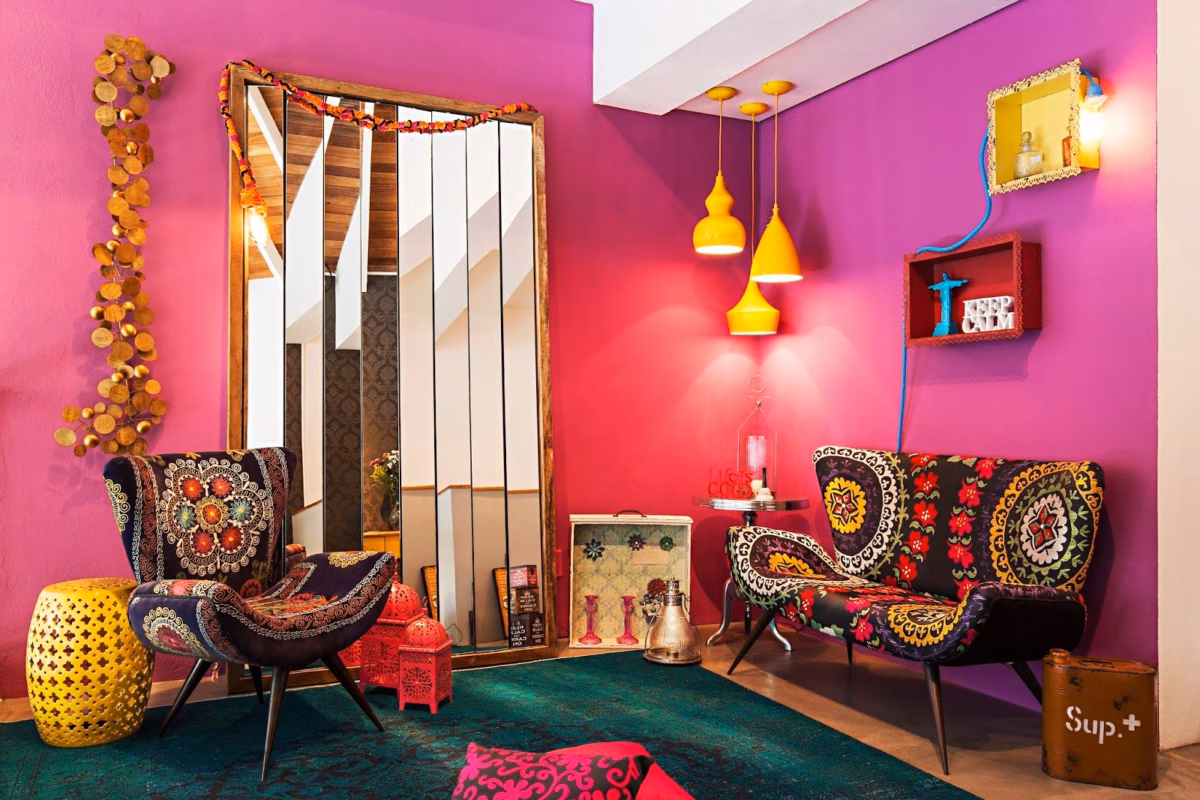 Boho Vibrante: Uma Explosão de Cores e Texturas para uma Sala Cheia de Vida - ideia