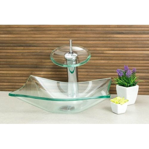 Cuba de Vidro Suspensa com Torneira Cascata: Design Moderno e Leve - ideia