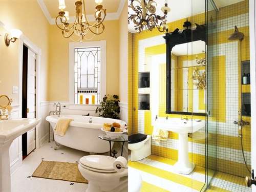 Banheiro Romântico com Detalhes em Renda e Luzes Amarelas - ideia