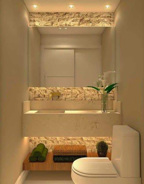 Reflexo de Amplitude: Lavabo com Espelho de Parede Inteira - ideia