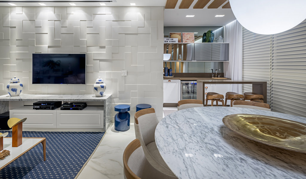 Painel de TV com Textura 3D: Design e Personalidade na sua Sala - ideia