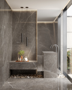 Piso de Banheiro com Porcelanato Ext para Box: Segurança Extra! - detalhe