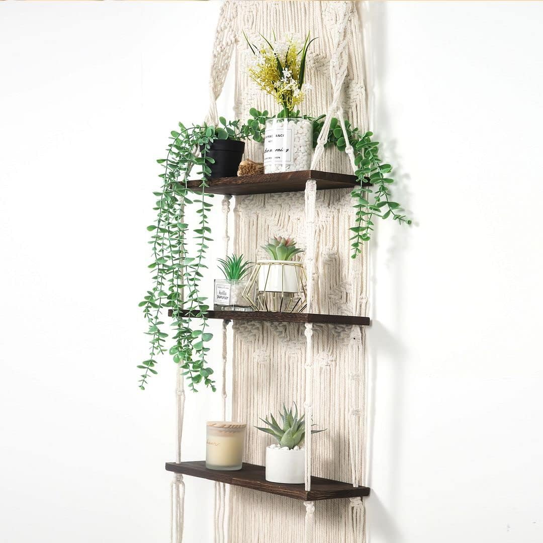 Prateleiras Suspensa de Macramê: Charme Boho Chic Para Seu Espaço - inspiração
