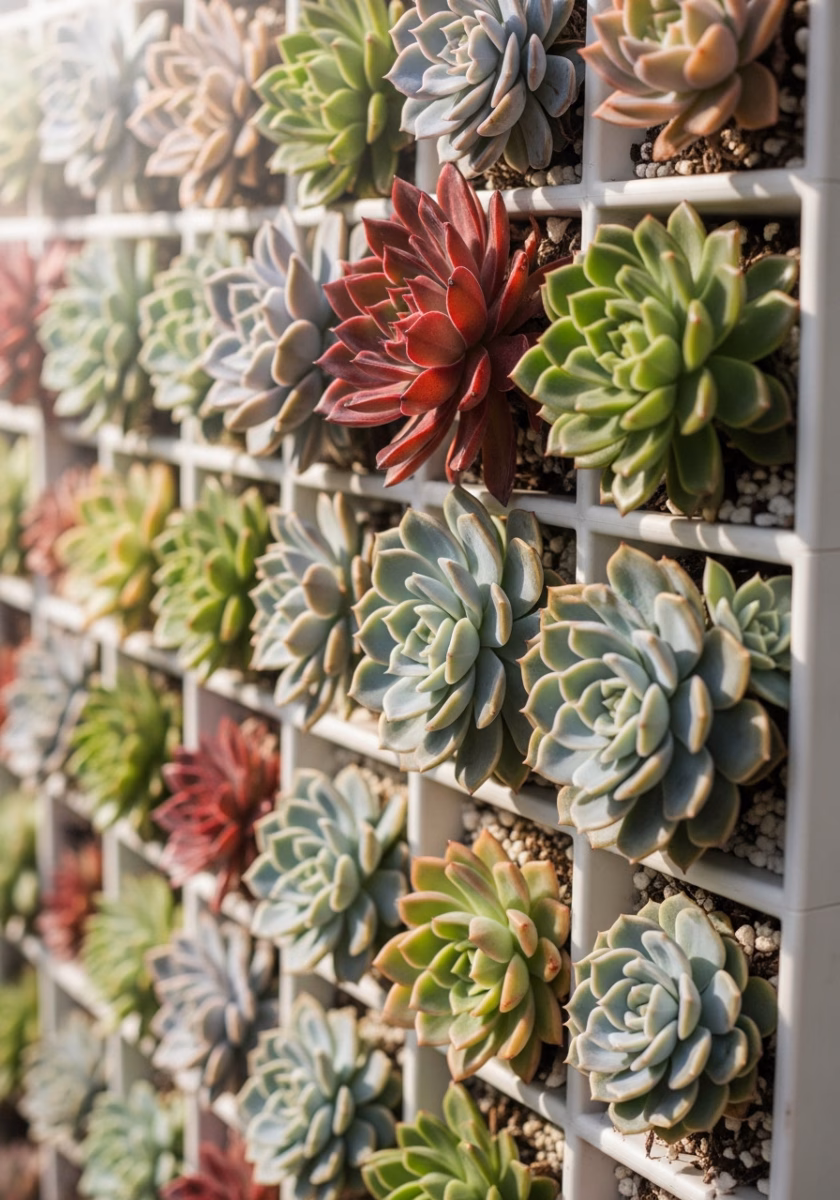 Com Suculentas Coloridas: Um Mosaico de Cores Vibrantes! - detalhe