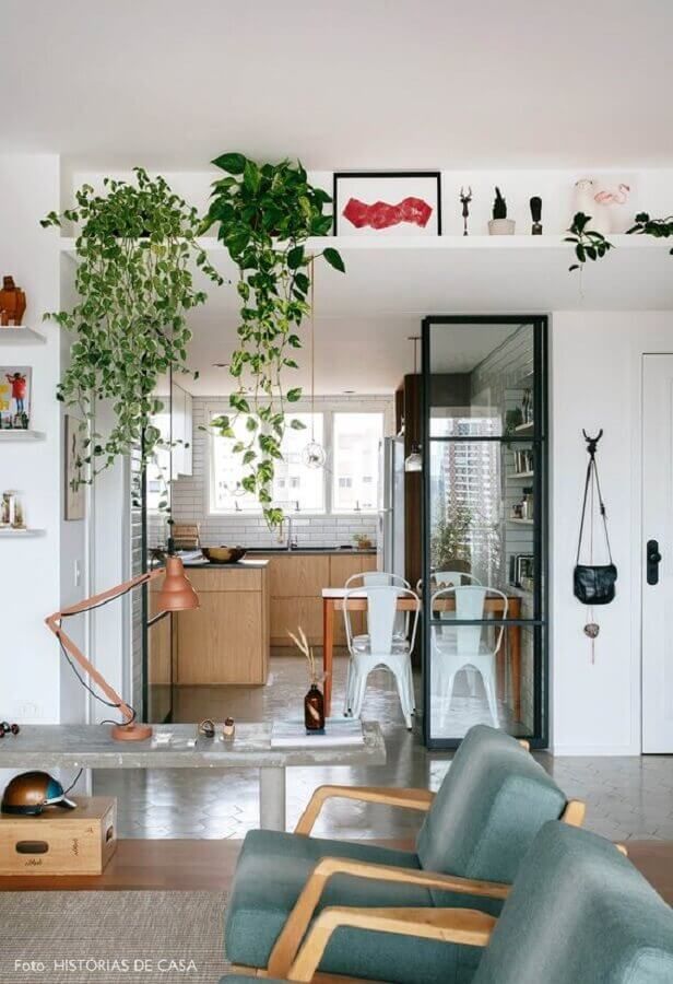 Plantas Pendentes na Cozinha: Um Jardim Vertical Suspenso e Funcional - detalhe