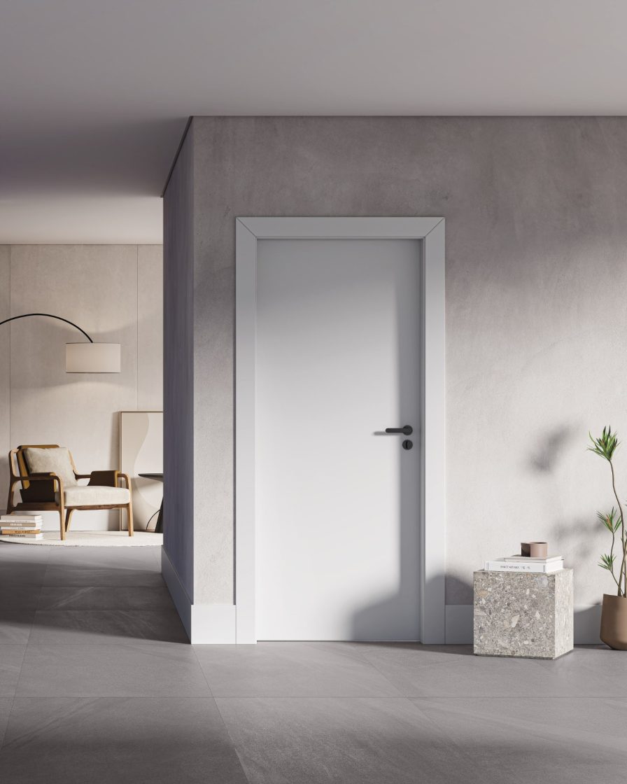 Rodapé Alto e Branco com Friso Discreto: Sofisticação Atemporal - detalhe