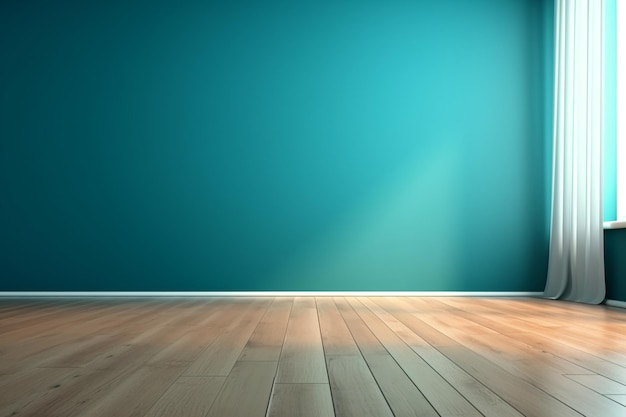 Piso de Madeira e Detalhes em Azul Turquesa: Uma Explosão de Cor e Alegria - inspiração