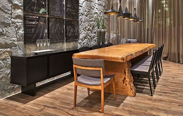 Sala de Jantar Rústica com Madeira de Demolição - detalhe