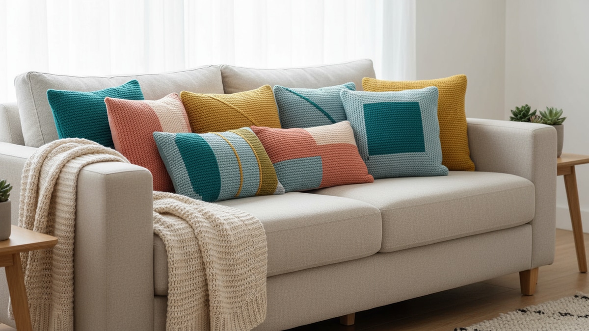 Almofadas Geométricas: Modernidade e Ritmo para Ambientes Urbanos - inspiração