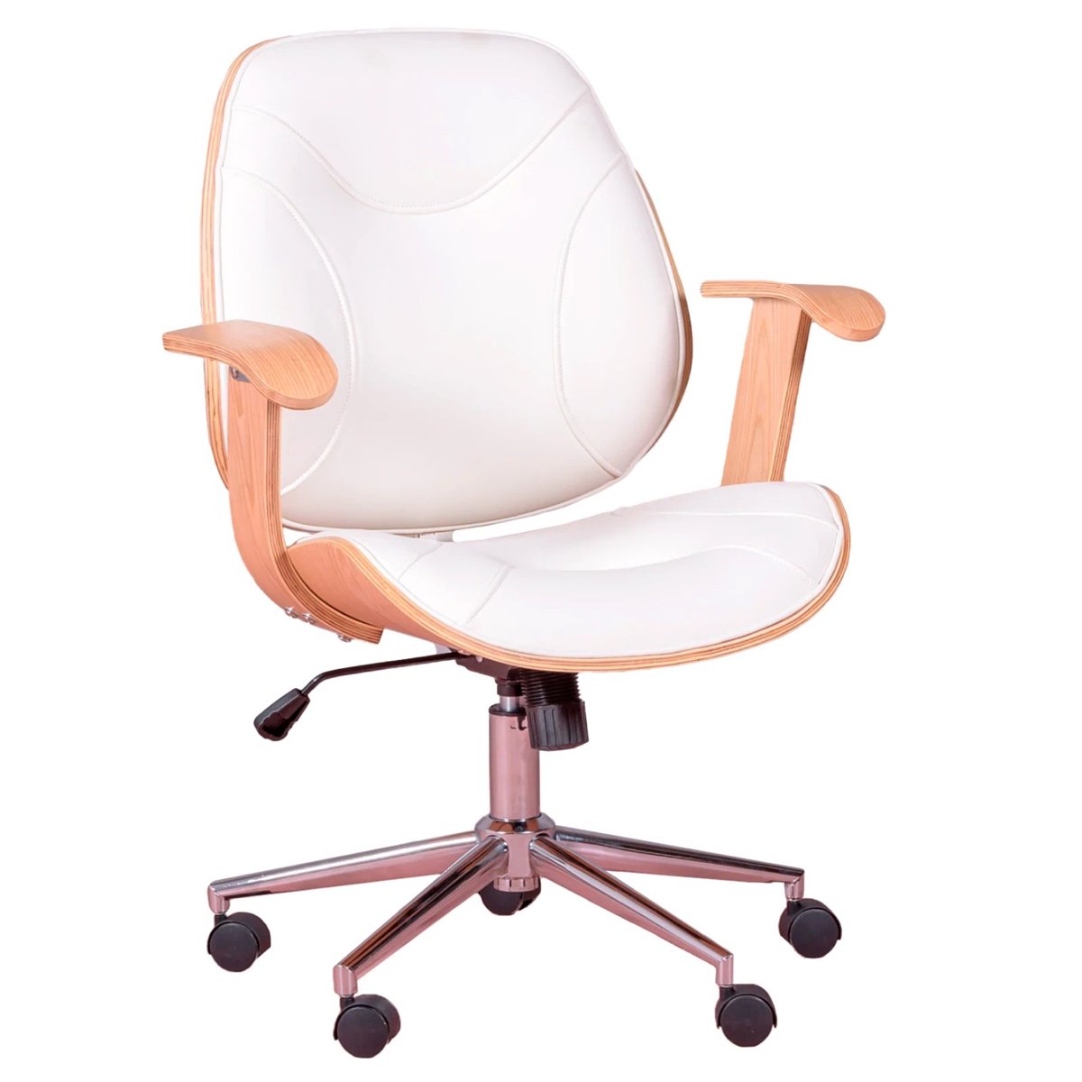 Cadeira de Escritório Minimalista em Madeira Clara - detalhe