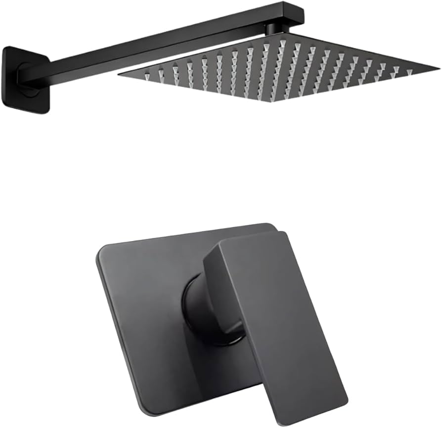 Chuveiro Minimalista Preto Fosco: Design Moderno e Impactante - detalhe