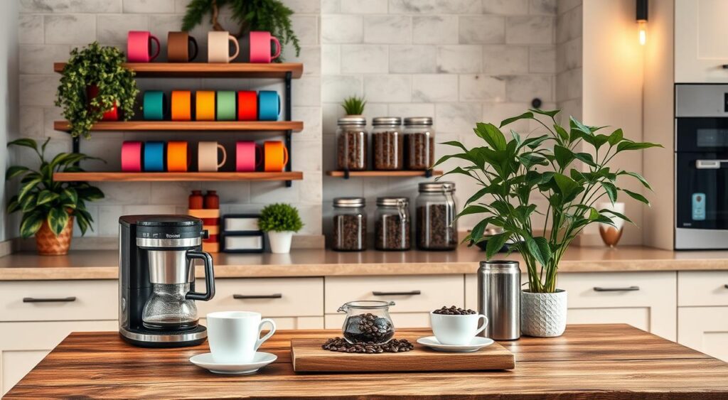 Cantinho do Café com Nichos Coloridos: Organização e Alegria - detalhe