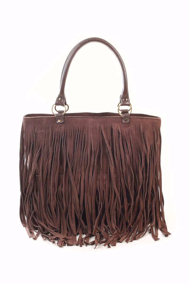 Bolsa de Couro com Franjas: Estilo Boho Chic - detalhe