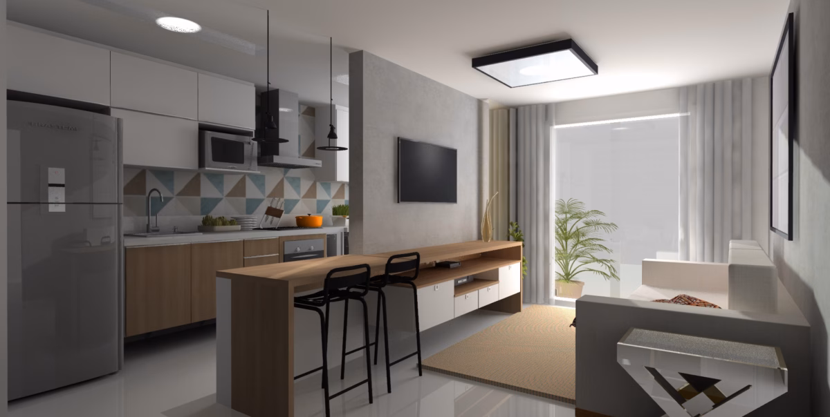 Com Bancada Integrada à Sala de Jantar - ideia