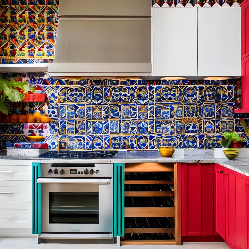 Cozinha Vibrante com Azulejos Coloridos - ideia