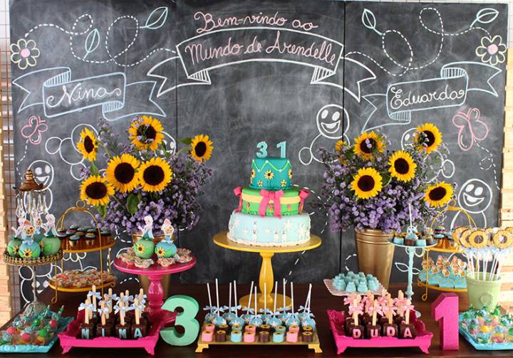 Chalkboard Charm: Painel de Lousa Personalizado para uma Festa Criativa - ideia