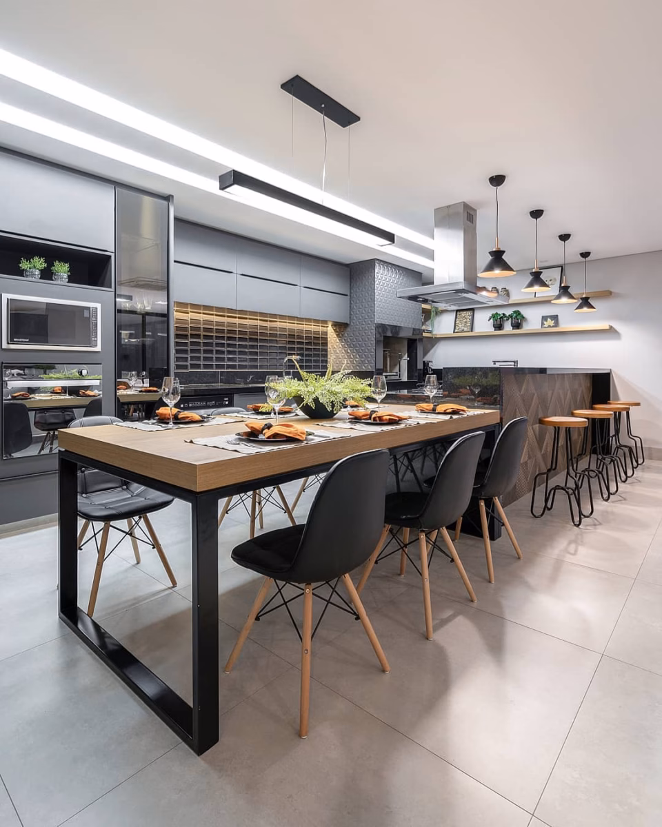 Churrasqueira com Detalhes em Granito Cinza: Área Gourmet com Estilo - detalhe