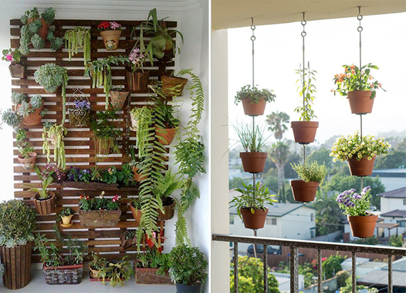 Integração da Natureza com Vasos de Plantas e Jardim Vertical - ideia