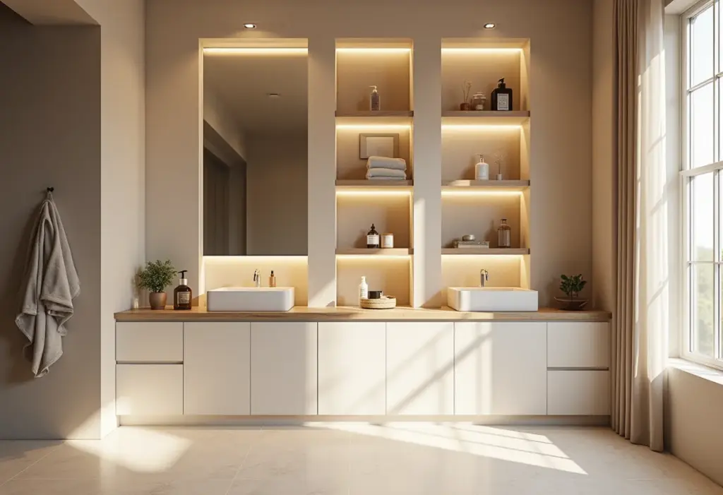 Com Iluminação Embutida: Destaque a Impermeabilização e Crie um Ambiente Relaxante - ideia