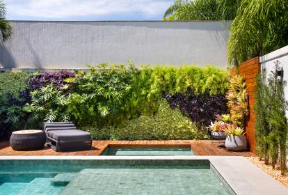 Jardim Tropical com Deck de Madeira: Integração perfeita com a natureza - detalhe