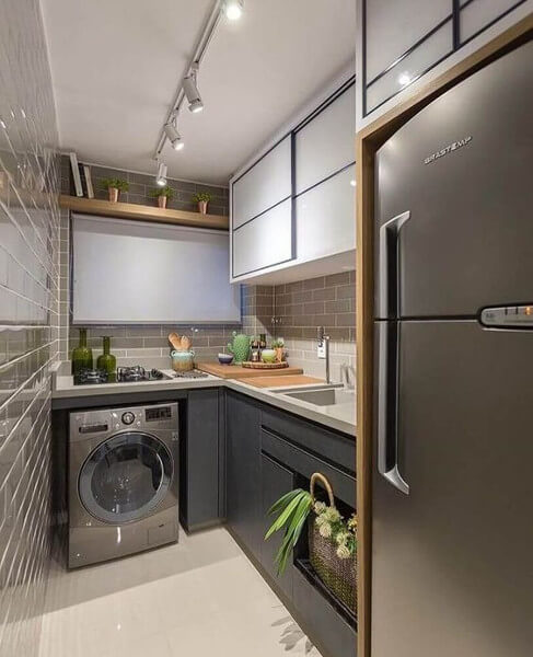 Lavanderia Industrial Charmosa: Cimento Queimado, Metal e Detalhes em Cobre - detalhe