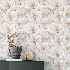 Toque Romântico: Papel de Parede Floral Delicado em Tons Pastel - inspiração