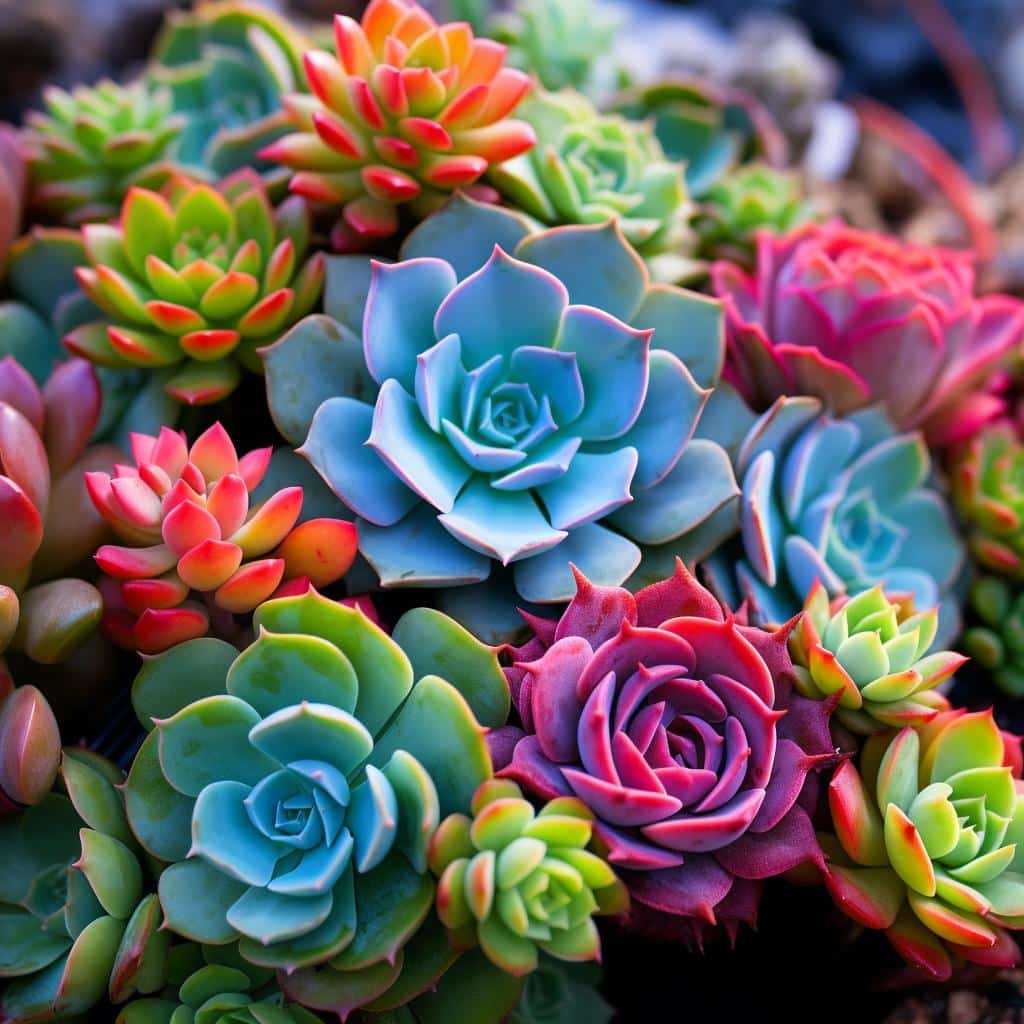 Com Suculentas Coloridas: Um Mosaico de Cores Vibrantes! - ideia