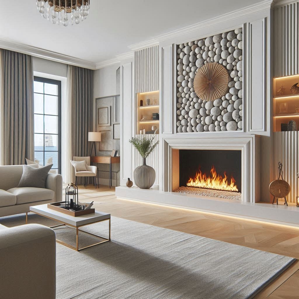 Aconchego Campestre: Lareira a Lenha com Detalhes em Madeira - detalhe