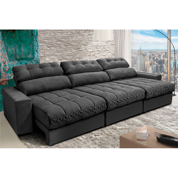 Para Famílias Modernas: Sofá Retrátil e Reclinável Modular em Tecido Resistente - ideia