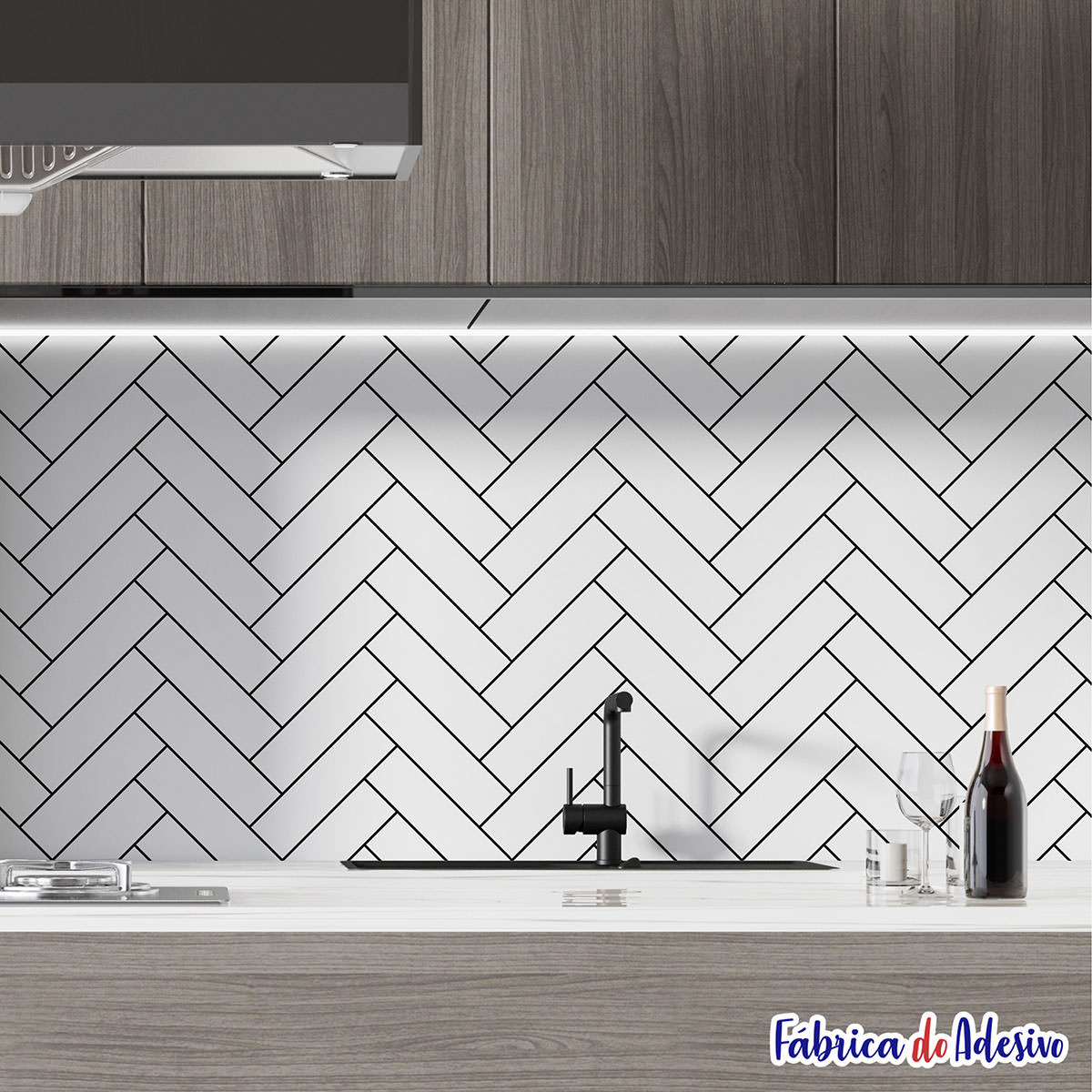 Minimalismo Geométrico: Cozinha Clean e Sofisticada - detalhe