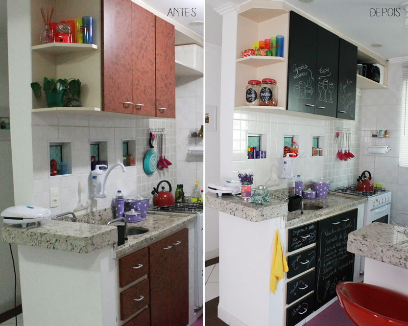 Armários de Cozinha com Revestimento de Contact Estampado: Renove Sem Gastar Muito! - inspiração