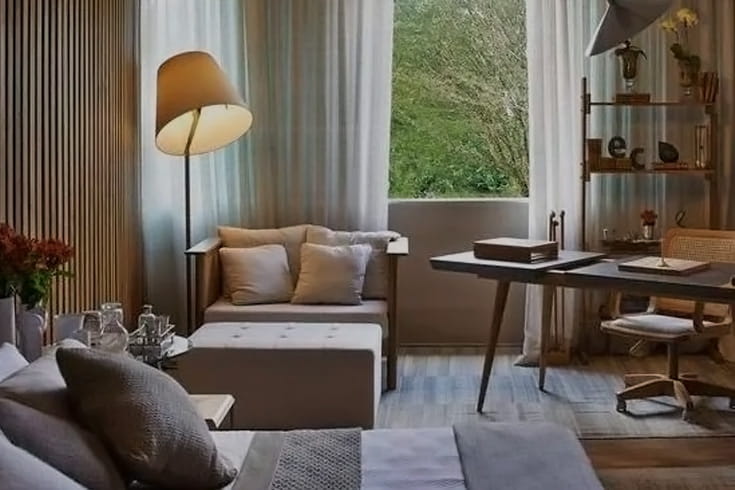 Canto de Leitura com Poltrona Suspensa e Iluminação Direcionada - ideia