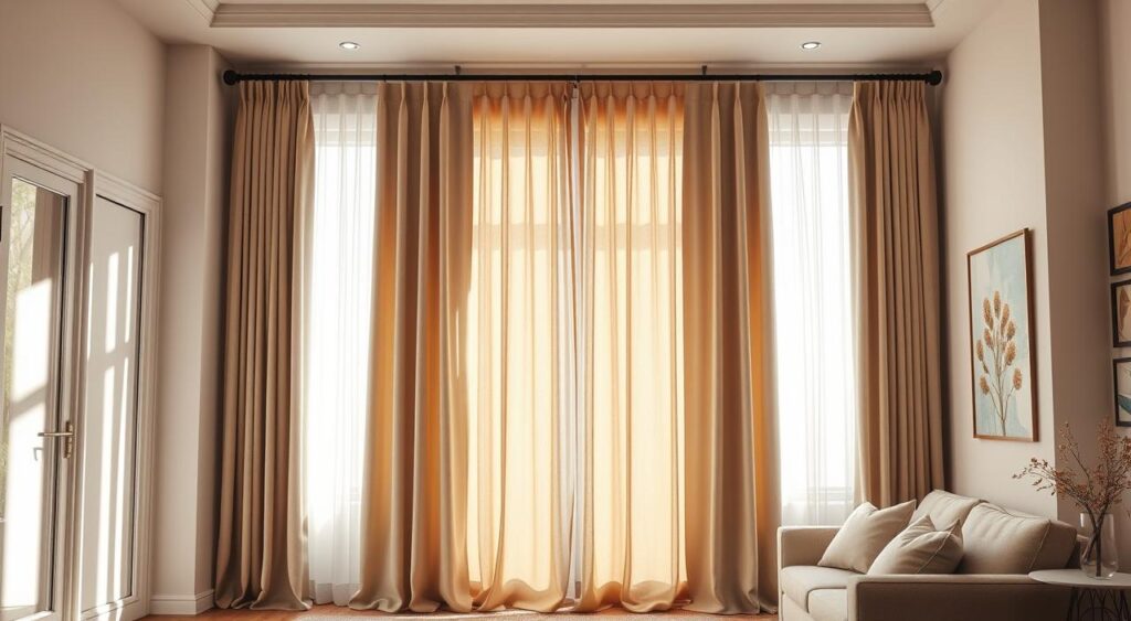 Cortinas em Degradê de Cores Neutras: Sofisticação Gradual - detalhe