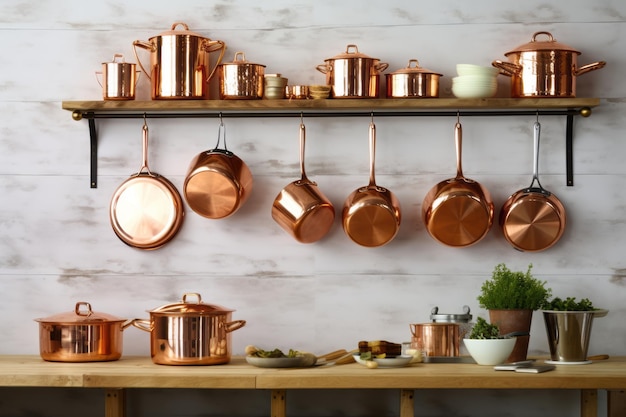 Utensílios de Cobre à Mostra: Elegância e Praticidade em Cada Detalhe - detalhe