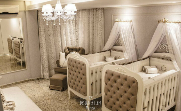 Quarto de Gêmeos com Toque Romântico e Renda Delicada - inspiração