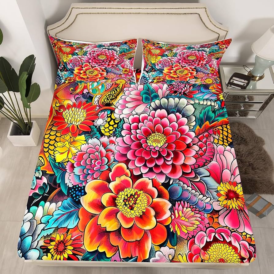 Com Estampa Floral Vibrante: Alegria e Leveza no Seu Quarto - ideia