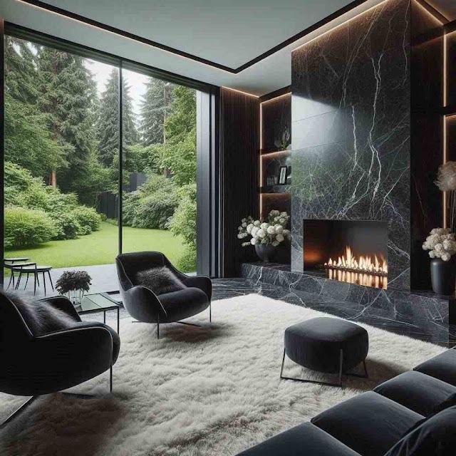 Aconchego Campestre: Lareira a Lenha com Detalhes em Madeira - ideia