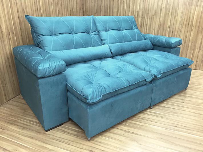 Sofá Retrátil Azul Turquesa: Toque de Cor e Relaxamento - inspiração