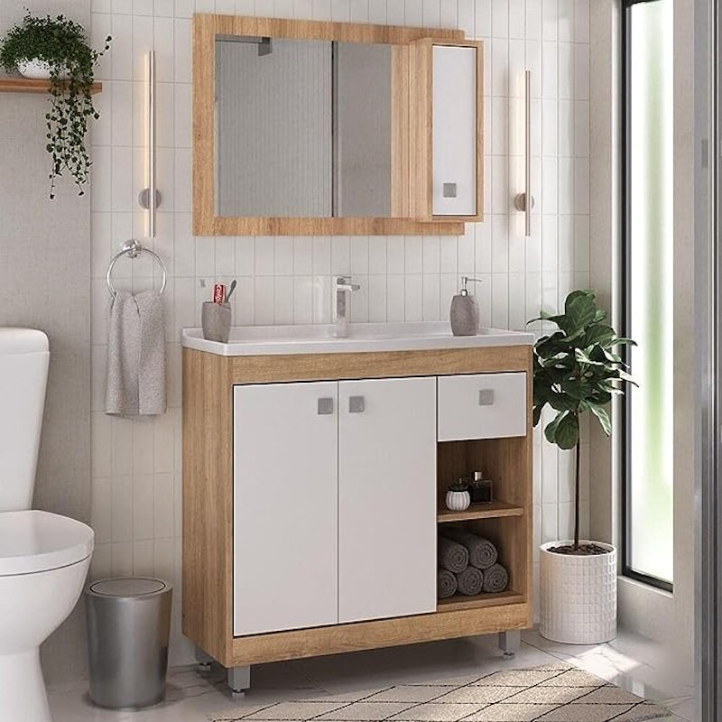 Armário de Banheiro com Detalhes em Azulejo Português: Um Toque Clássico! - detalhe