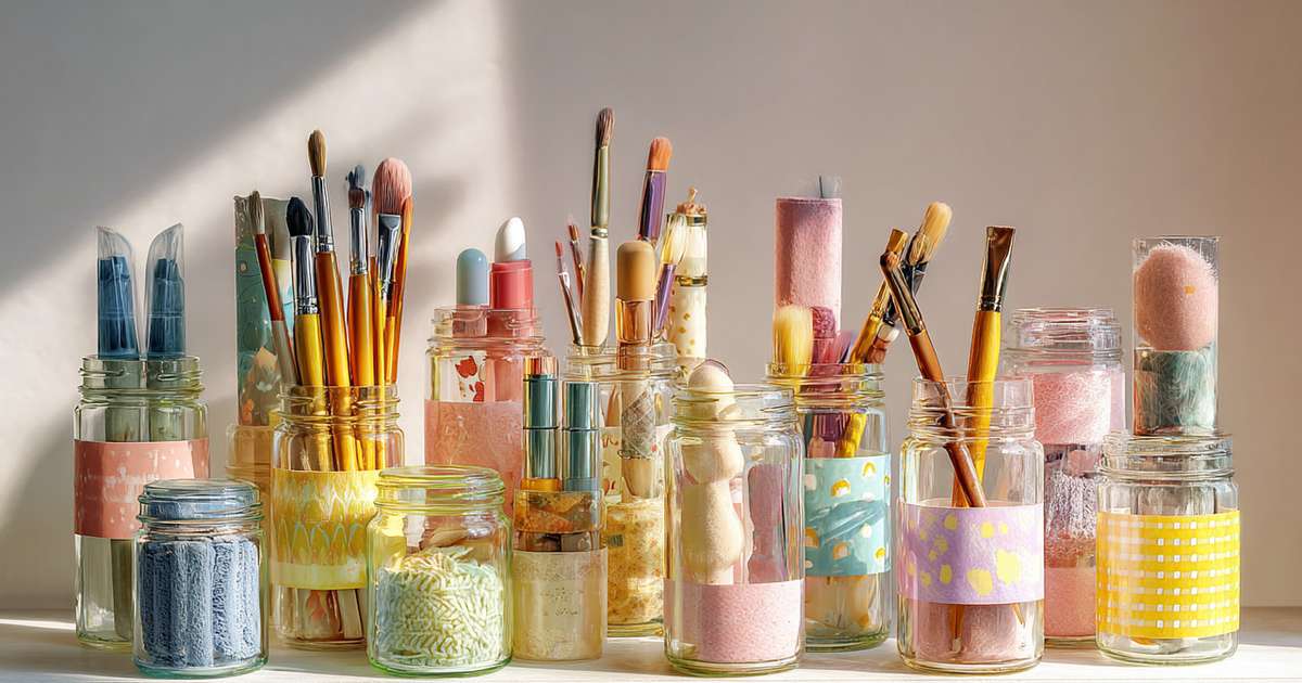 Com Potes de Vidro Decorados: Simples, Charmoso e Econômico - ideia