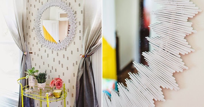 Espelho Rústico com Palitos de Picolé: Simplicidade e Charme Artesanal - inspiração