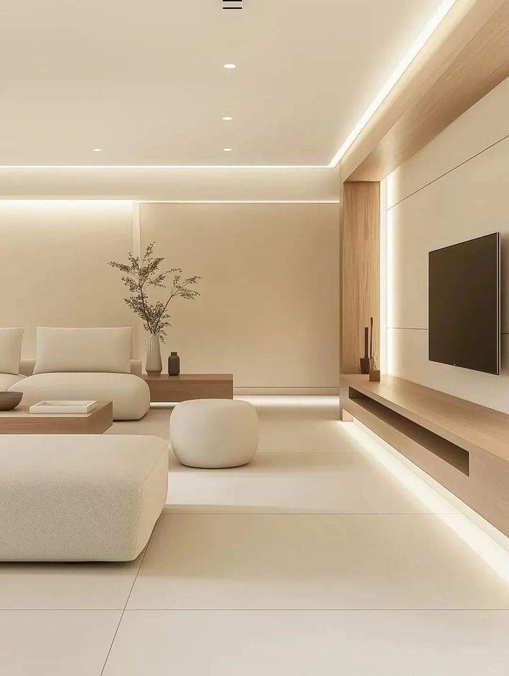 Elegância Atemporal: Off-White e Creme Suavizando a Madeira - ideia