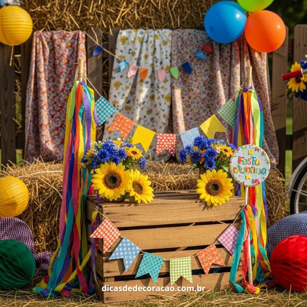 Cantinho do Xote: Decoração com Instrumentos Musicais e Tecidos Coloridos - detalhe