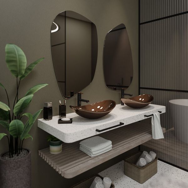 Espelho Orgânico Assimétrico: Design Moderno e Inovador - inspiração