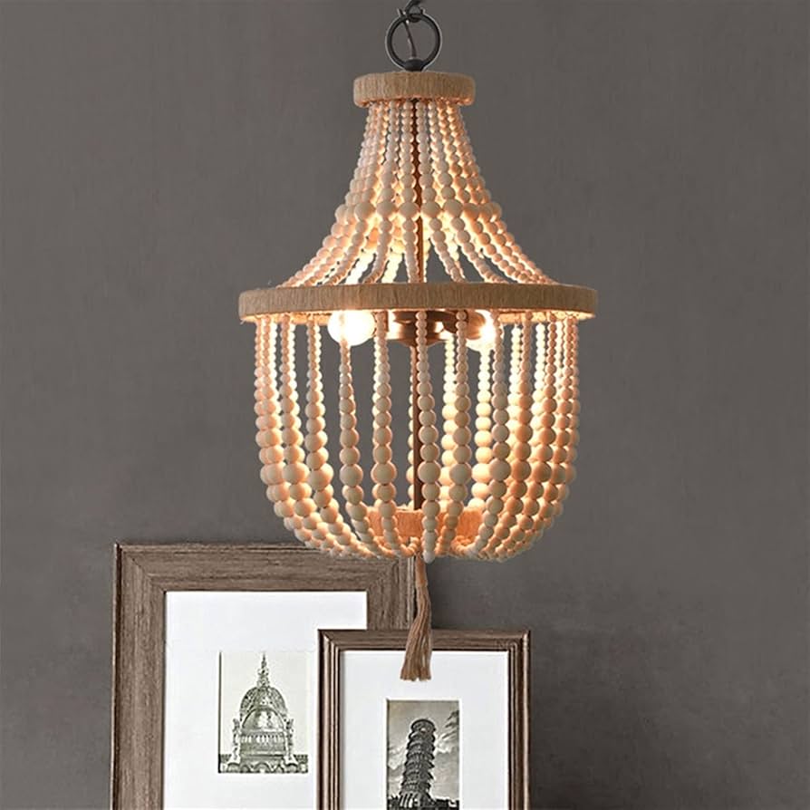 Luminária Pendente com Contas de Madeira: Um Toque Rústico - inspiração
