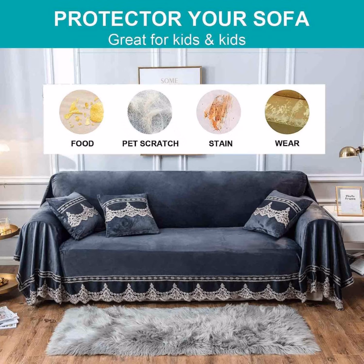 Manta de Veludo para um Sofá Sofisticado - ideia