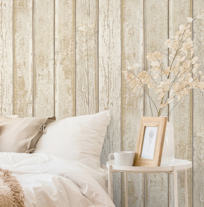 Toque Rústico e Natural com Papel de Parede que Imita Madeira - inspiração