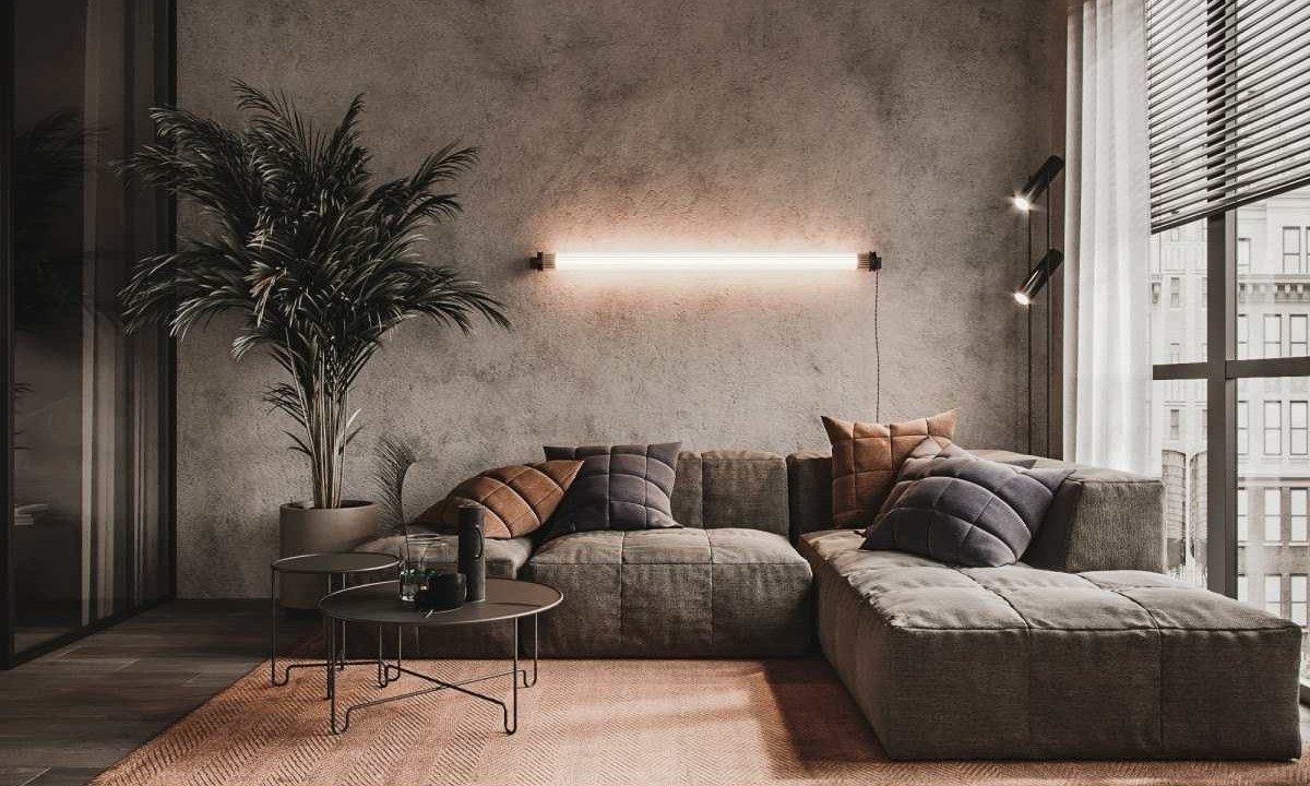 Cimento Queimado e Iluminação Aconchegante: Destaque com Arandelas e Luz Indireta - inspiração