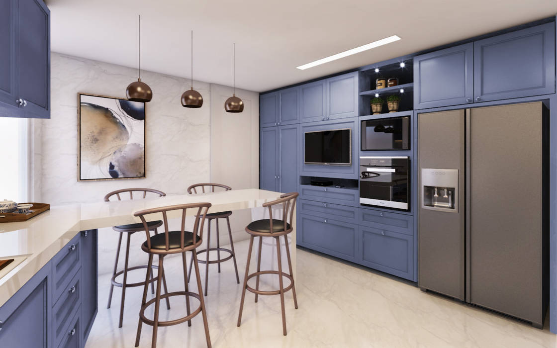 Cozinha Charmosa com Estilo Provençal: Detalhes em Azul Pastel e Louças Expostas - detalhe